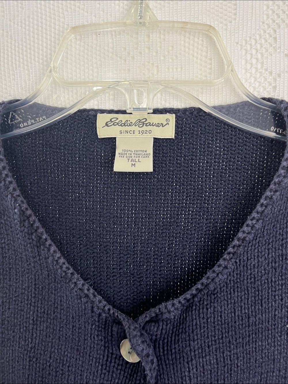 😻5for$15😻Eddie Bauer Navy Blue Knit Button-Front Cardigan M tall - Picture 2 of 4